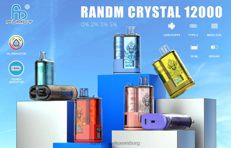 20 ml 12000 Einweg-Vape-Box (1 Stück) Erdbeertraube Fumot Crystal BDR6J279 Fumot vape sale