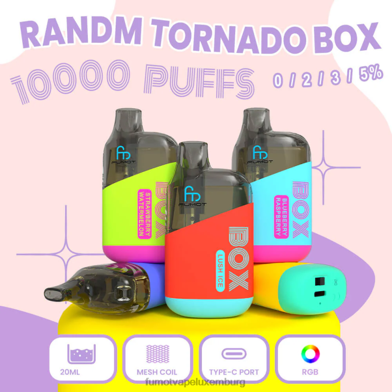 10000 Einweg-Vape-Pod-Box – 20 ml (1 Stück) Mango auf Eis Fumot Tornado BDR6J362 Fumot geschmack