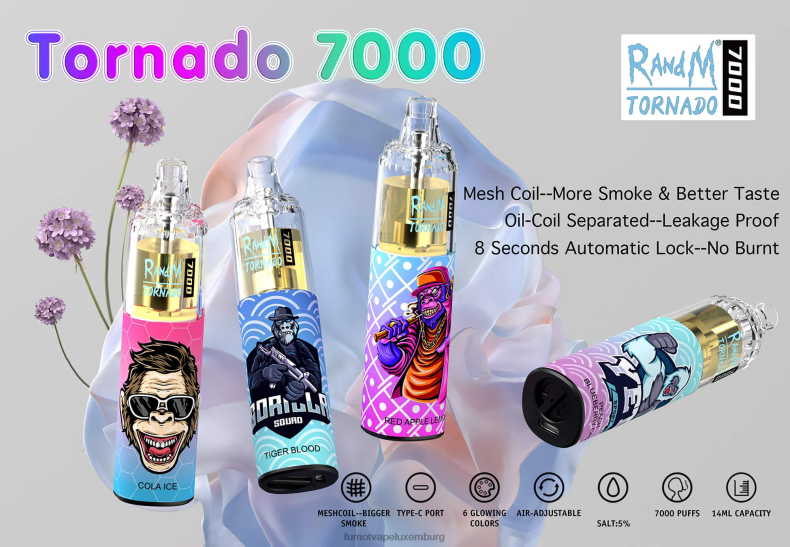 7000 Einweg-Vape-Pen – 14 ml (1 Stück) Kirsche Fumot Tornado BDR6J70 Fumot vape online shop