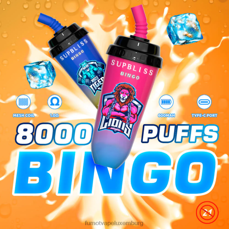 8000 Einweg-Vape-Pod-Gerät – 16 ml (1 Stück) Blaubeere Fumot Supbliss Bingo BDR6J393 Fumot vape geschmack